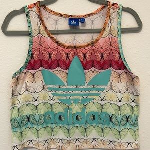 Adidas rainbow butterfly crop top